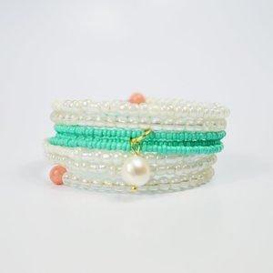 Freshwater Pearl Memory Wire Beaded Bracelet